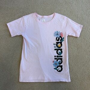 Adidas Kids Pink Floral Graphic Tee